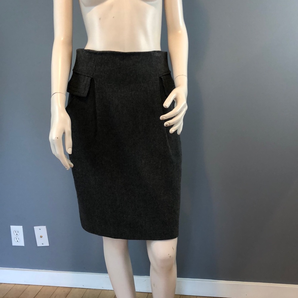 NWOT Hanii Y Gray Wool Skirt Sz 42/US6